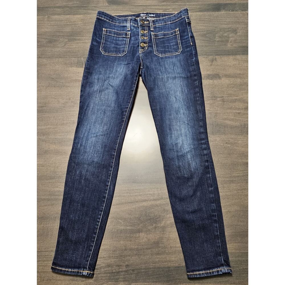 Gap Legging Jeans Women 6/28R Dark Indigo Patch Pocket Button Fly Skinny Stretch